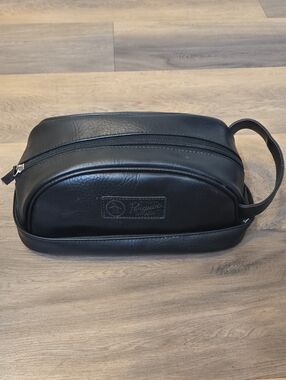 Original Penguin Black Faux Leather Dopp Kit Toiletry Travel Bag Minimalist